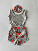 Kız Genç Limon Desenli 2'li Mayo Takımı + Saç Bandı | 9-15 Yaş | Hızlı Kuruyan