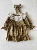 Baby Girl Ruffled Cotton Dress and Headband | Long Sleeves | RG Brand | RG363