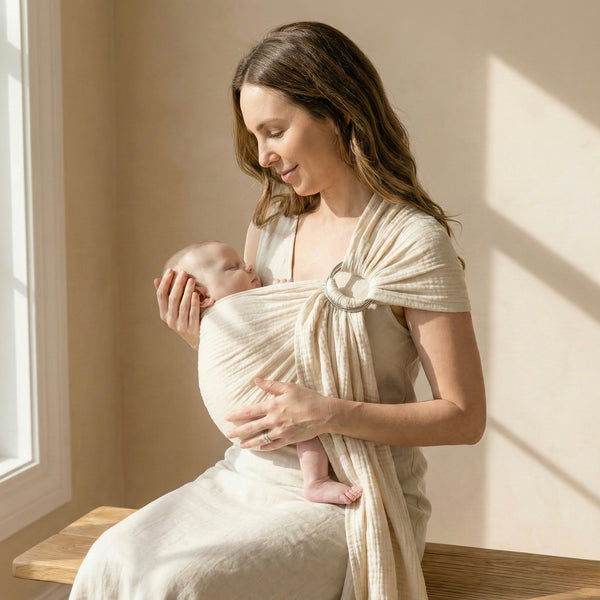 Ring-Sling-Babytragetuch | 100 % Baumwolle | Ab der Geburt | Gold- & Silberringe | RG Brand | RG370