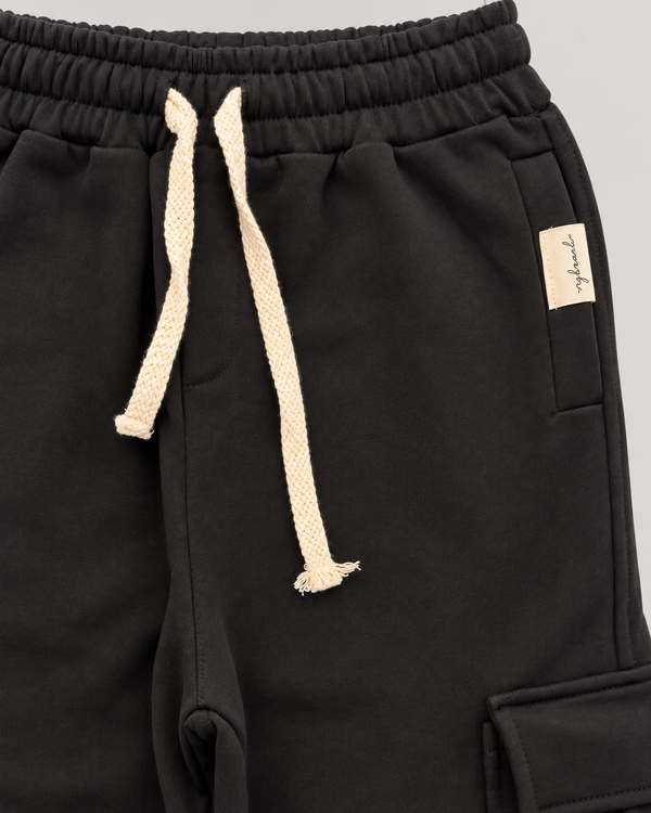 RG Brand RG3744 siyah kargo cepli jogger pantolon – bel, kordon, cep ve kumaş detayı