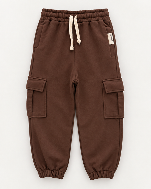 RG Brand RG3744 kahverengi kargo cepli jogger pantolon – ön görünüm