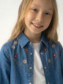 Genç Kız Çocuk Nakış Detaylı Kot Ceket %100 Pamuk 5–15 Yaş | RG5050