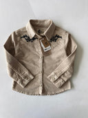 Kız Çocuk Kadife Gömlek Ceket | Nakış Detaylı Şık Tasarım