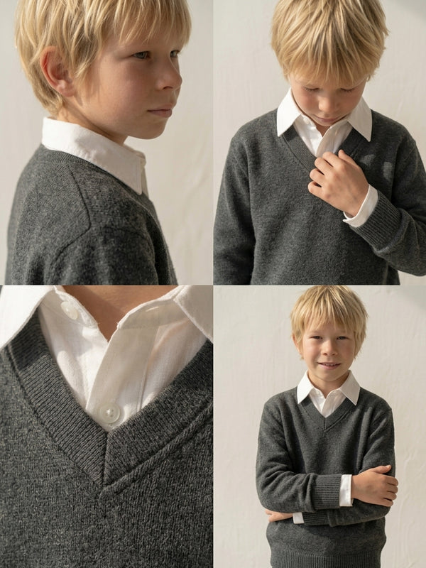 Erkek Çocuk V Yaka Selanik Triko Sweat | 3–9 Yaş | RG Brand | RG1508