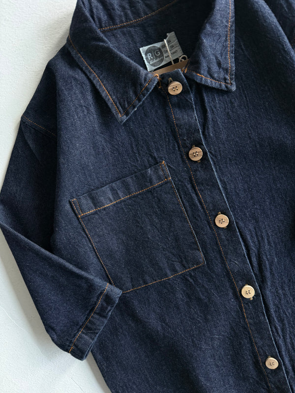 Girls' and Boys' Denim Jumpsuit | Ages 3–9 | Blue, Navy | Long-Sleeved with Pockets | RG Brand | RG1734
