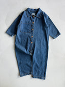 Girls' and Boys' Denim Jumpsuit | Ages 3–9 | Blue, Navy | Long-Sleeved with Pockets | RG Brand | RG1734