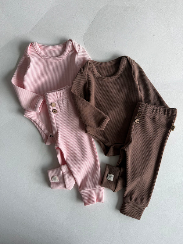 Baby Girl and Boy Natural Waffle Two-Piece Set | 6 Months – 3/4 Years | Soft Textured Baby Set | RG255