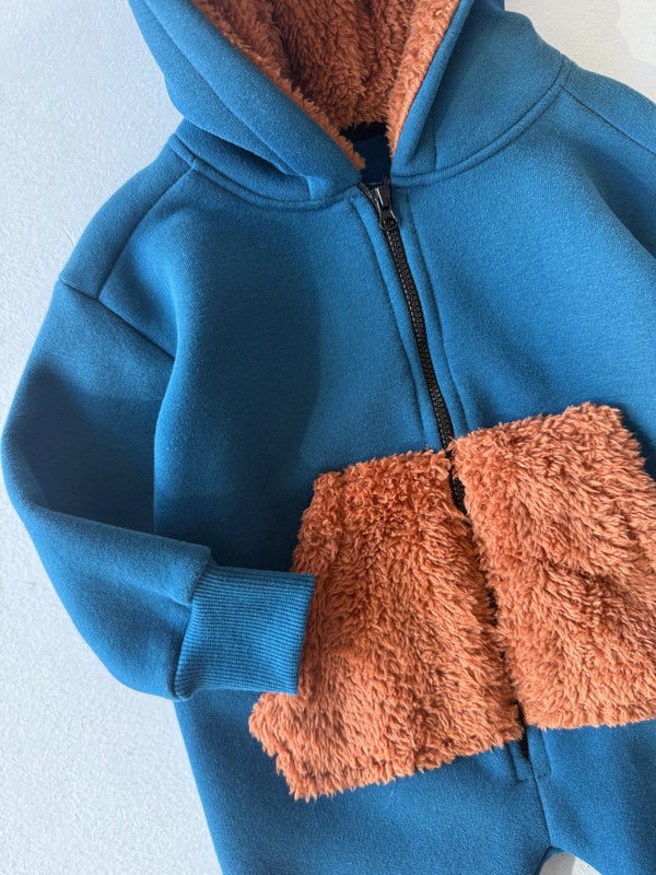 Baby-Overall aus 3-Faden-Stoff mit Kapuze und Reißverschluss | 6 Monate–4 Jahre | RG Brand | RG261