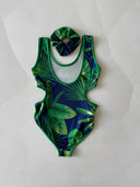 Girl's Patterned Full Lycra Swimsuit and Hair Clip | Ages 9-15 | RG Brand | RG3341