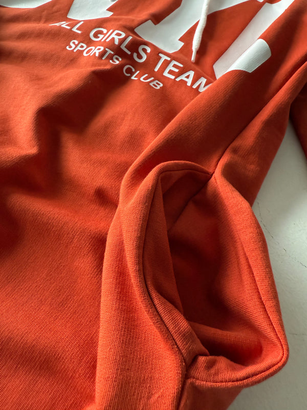 Jugend-Sweatkleid mit Frontprint, Kapuze und Rückenschlitz | 9–15 Jahre | RG Brand | RG3366