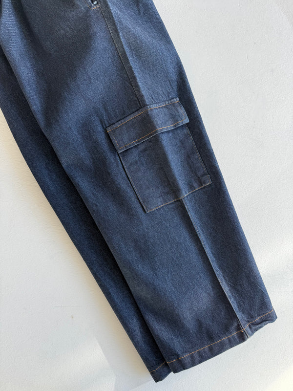 Genç Kot Pantolon | 9–15 Yaş | Mavi, Lacivert | Lastikli Bel, Bağcıklı ve Kargo Cepli | RG Brand | RG3715