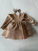 Çocuk Uzun Kolu Fırfırlı Elbise 3-9 Yaş