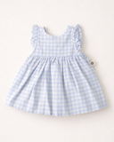 Kız Bebek Fırfırlı Pamuk Elbise ve Saç Bandı Takımı | Uzun Kollu | 6 Ay–3-4 Yaş | Bej & Mavi | RG380