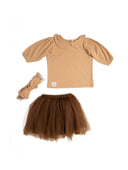Kız Çocuk Liyocel Pamuklu Kumaş Tül Etek 3 Parça Set - RG brand