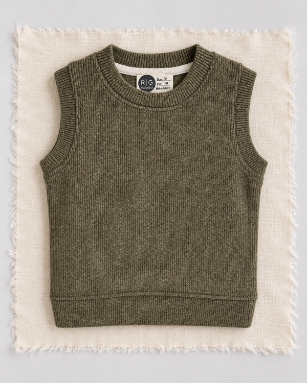RG Brand RG1773 haki Selanik çocuk süveter, katlı görünüm.