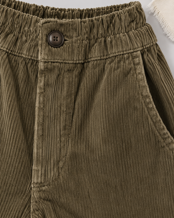 RG Brand RG1776 haki bol paça kadife çocuk pantolon, kumaş ve işçilik detayı.
