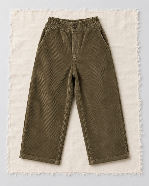RG Brand RG1776 haki bol paça kadife çocuk pantolon, ön görünüm.