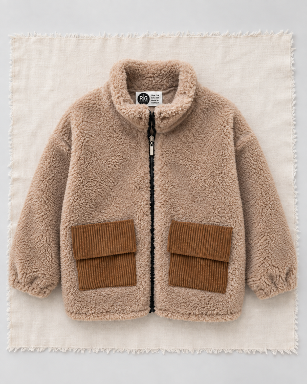 RG Brand RG1779 taş dik yaka peluş çocuk ceket, ön görünüm.