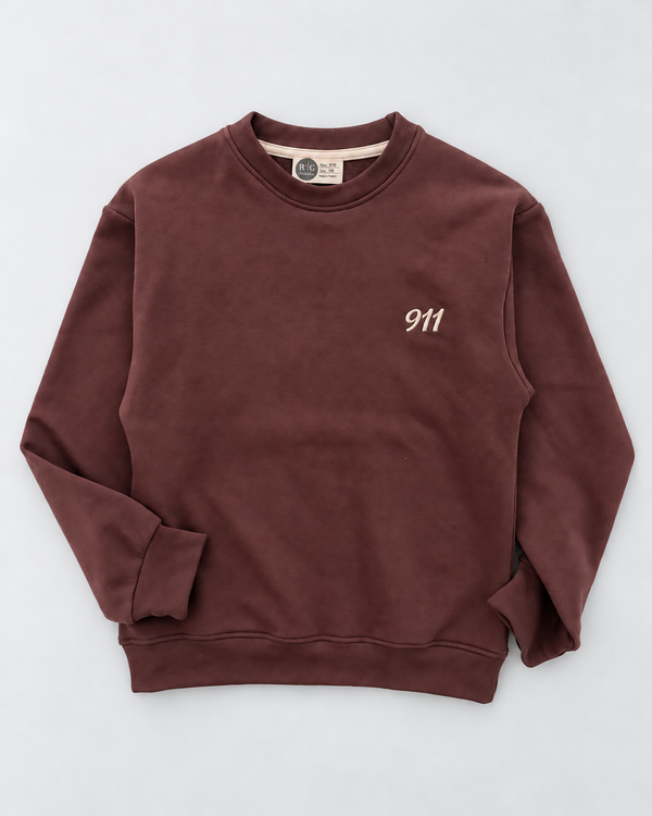 RG Brand RG3746 bordo genç sweatshirt ön görünüm; göğüste krem 911 nakışı.