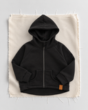Siyah RG1791 kapüşonlu fermuarlı sweatshirt düz zeminde ürün görünümü