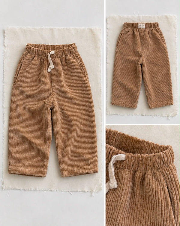 RG1799 kids' ribbed corduroy trousers – elastic waist and drawstring detail