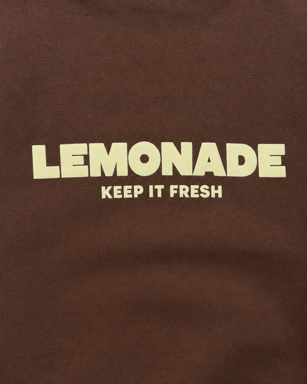 RG Brand RG1805 bordo sweatshirt, krem Lemonade baskısı ve kumaş dokusu yakın plan