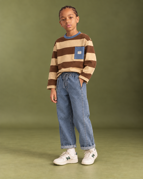 RG Brand RG3733 kız ve erkek gençler için rahat kesim kargo cepli denim pantolon