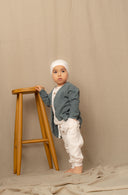 Unisex Button-Detailed Baby Cardigan 100% Natural Waffle Fabric