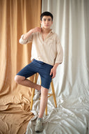 قميص كتان شاب بأكمام طويلة مضاد للتعرق