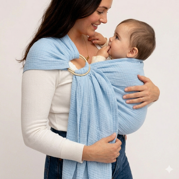Ring-Sling-Babytragetuch | 100 % Baumwolle | Ab der Geburt | Gold- & Silberringe | RG Brand | RG370