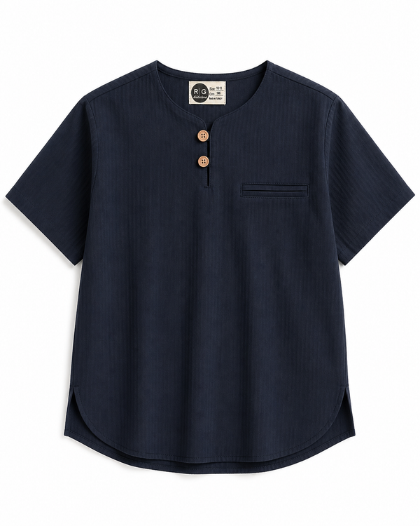 Erkek Çocuk Mao Yaka Gömlek | 9–15 Yaş | Kısa Kollu | %100 Pamuk | RG Brand | RG3712