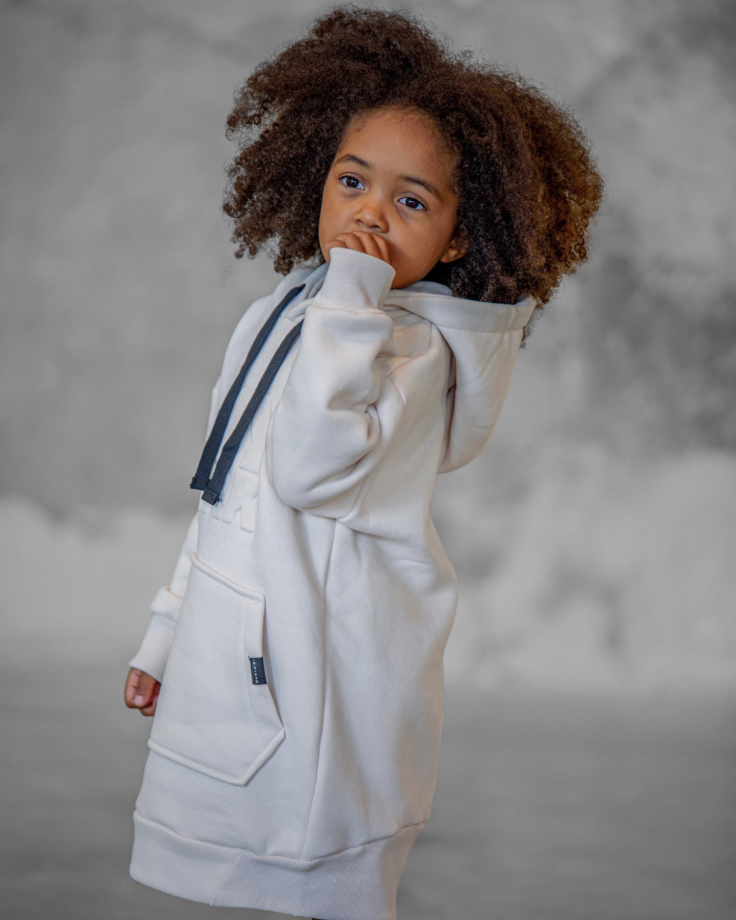 Children's Hooded Sweat Dress with Embossed Print Detail
