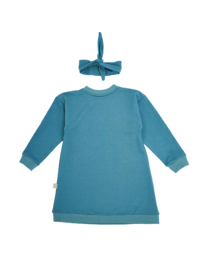 Детское плиссированное платье с пуговицами спереди и повязкой для волос, комплект из 2 предметов