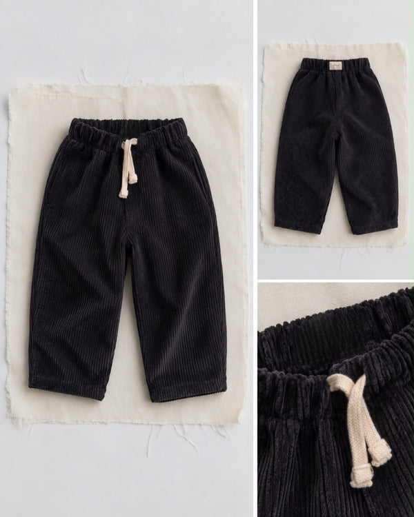 Çocuk Fitilli Kadife Pantolon | Geniş Paça | 3–9 Yaş | Kız & Erkek | Siyah, Bej, Bordo, Hardal | RG1799