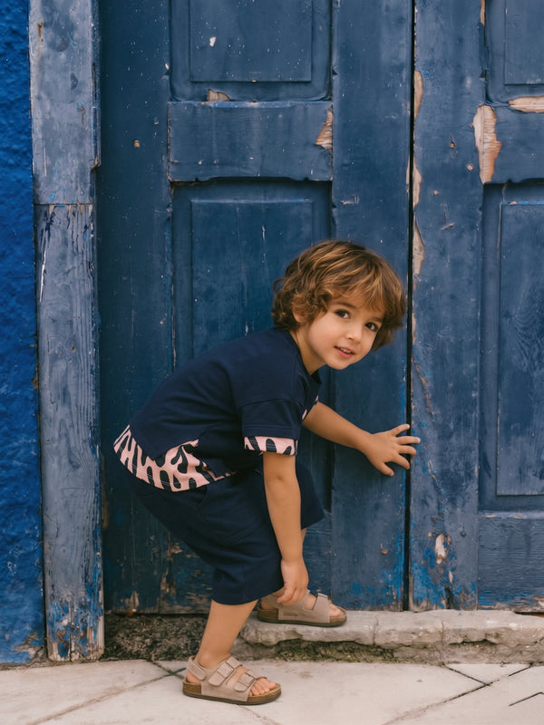 Unisex Çocuk Leopar Baskılı %100 Pamuk Tişört Şort Takım | 3–9 Yaş | RG1333