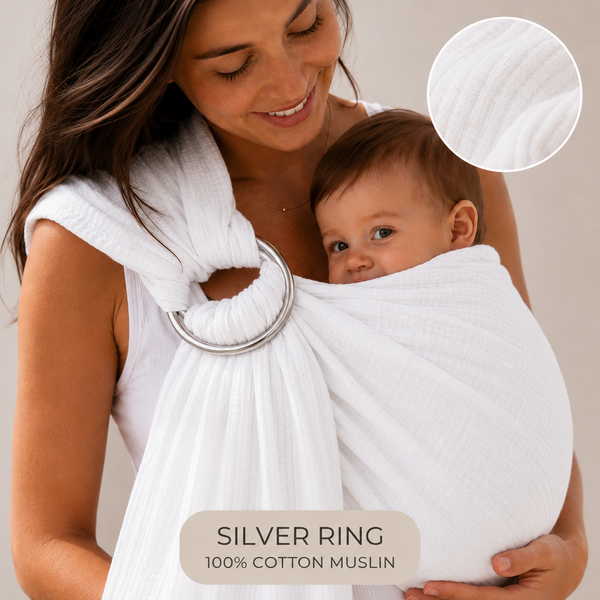 Ring-Sling-Babytragetuch | 100 % Baumwolle | Ab der Geburt | Gold- & Silberringe | RG Brand | RG370