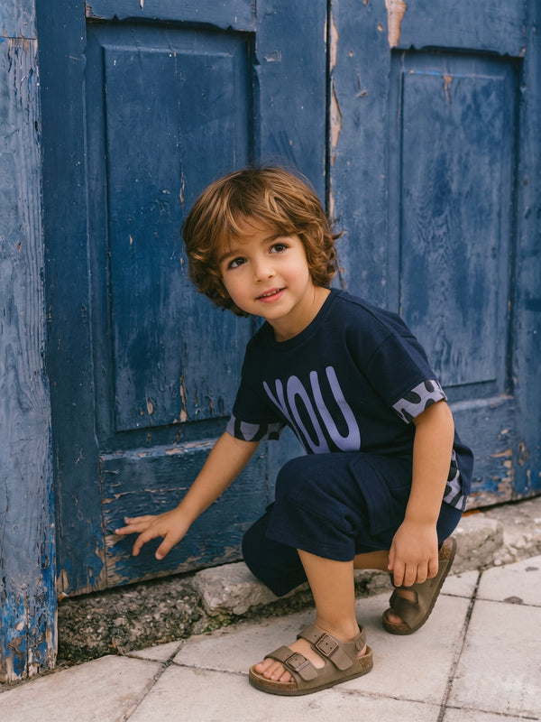 Unisex Çocuk Leopar Baskılı %100 Pamuk Tişört Şort Takım | 3–9 Yaş | RG1333