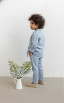 Çocuk 3’lü Keten Takım Elbise Ceket + Tişört + Pantolon | Doğal Kumaş, Şık ve Rahat Kombin