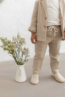 Çocuk 3’lü Keten Takım Elbise Ceket + Tişört + Pantolon | Doğal Kumaş, Şık ve Rahat Kombin