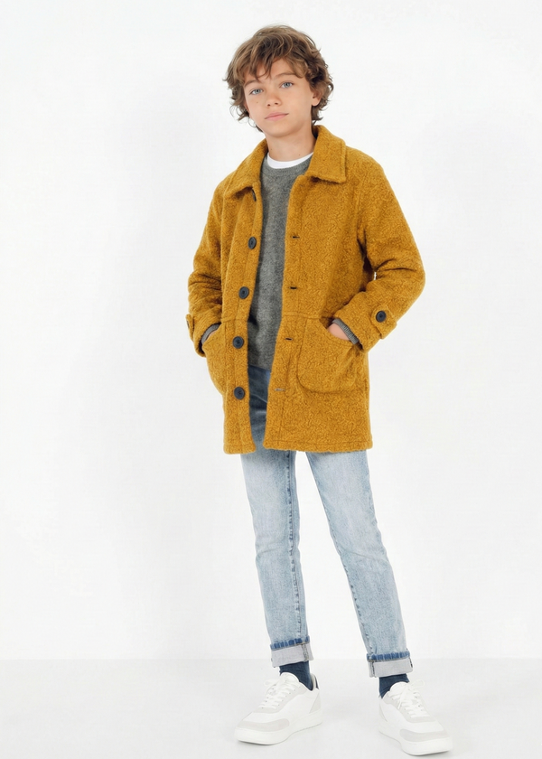 Kız ve Erkek Çocuk Kaşe Mont | Cepli ve Düğmeli | 9–15 Yaş | RG Brand | RG3319