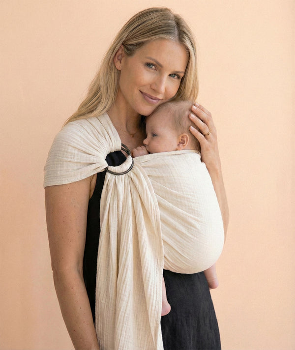 Ring-Sling-Babytragetuch | 100 % Baumwolle | Ab der Geburt | Gold- & Silberringe | RG Brand | RG370