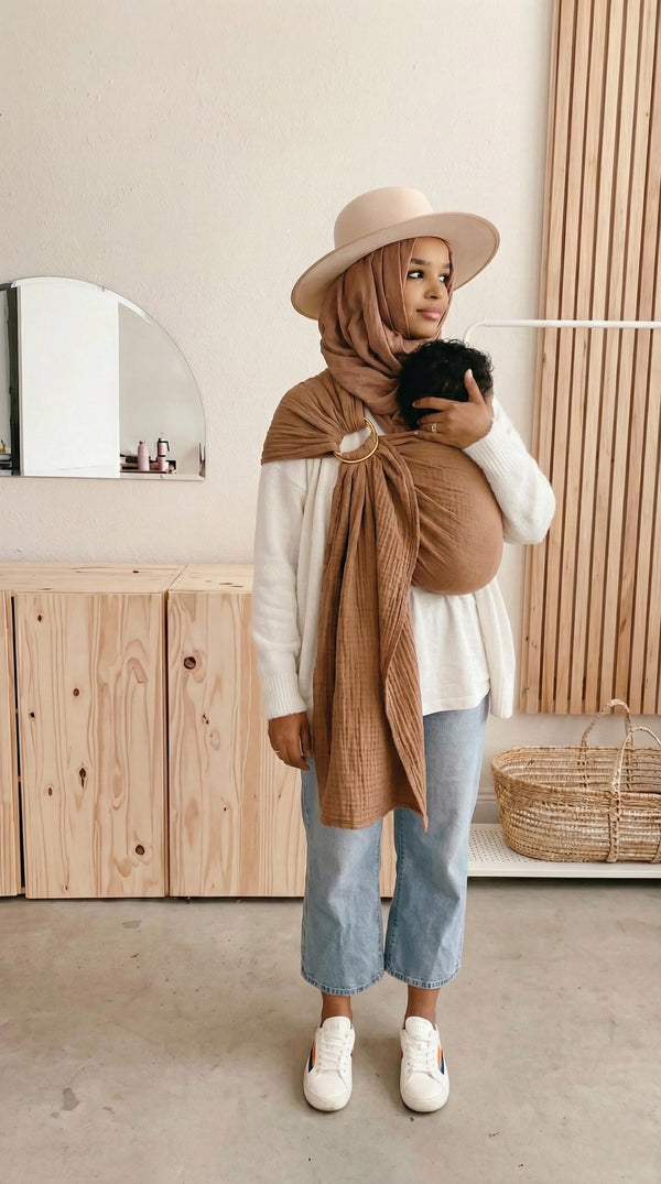 Ring-Sling-Babytragetuch | 100 % Baumwolle | Ab der Geburt | Gold- & Silberringe | RG Brand | RG370