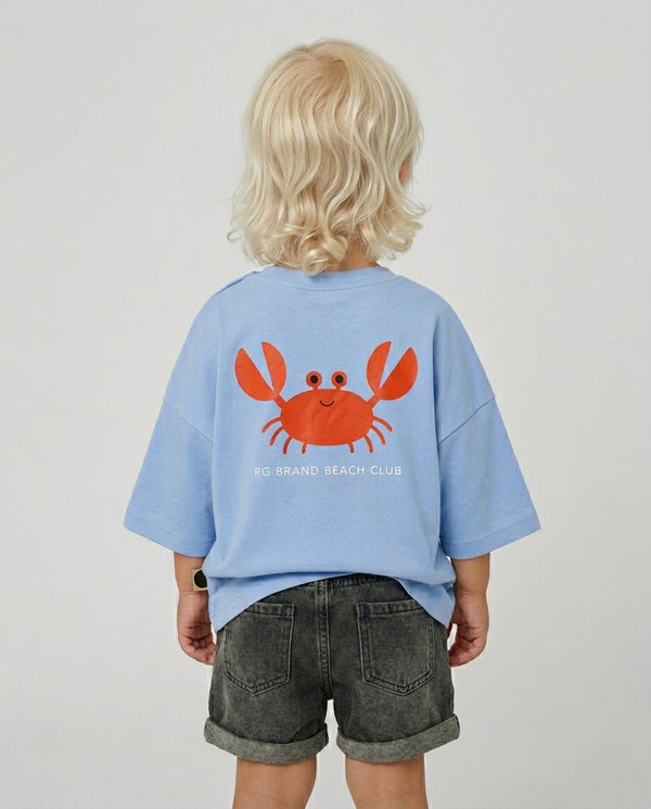 Bebek T-shirt | OH CRAB Baskılı | 6 Ay–3 Yaş | Sarı & Mavi | %100 Pamuk Yazlık | RG391