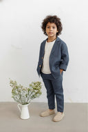 Çocuk 3’lü Keten Takım Elbise Ceket + Tişört + Pantolon | Doğal Kumaş, Şık ve Rahat Kombin