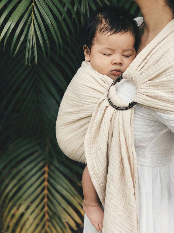 Ring-Sling-Babytragetuch | 100 % Baumwolle | Ab der Geburt | Gold- & Silberringe | RG Brand | RG370
