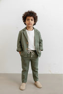 Çocuk 3’lü Keten Takım Elbise Ceket + Tişört + Pantolon | Doğal Kumaş, Şık ve Rahat Kombin