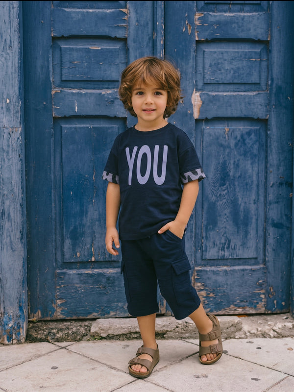 Unisex Çocuk Leopar Baskılı %100 Pamuk Tişört Şort Takım | 3–9 Yaş | RG1333