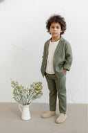 Çocuk 3’lü Keten Takım Elbise Ceket + Tişört + Pantolon | Doğal Kumaş, Şık ve Rahat Kombin