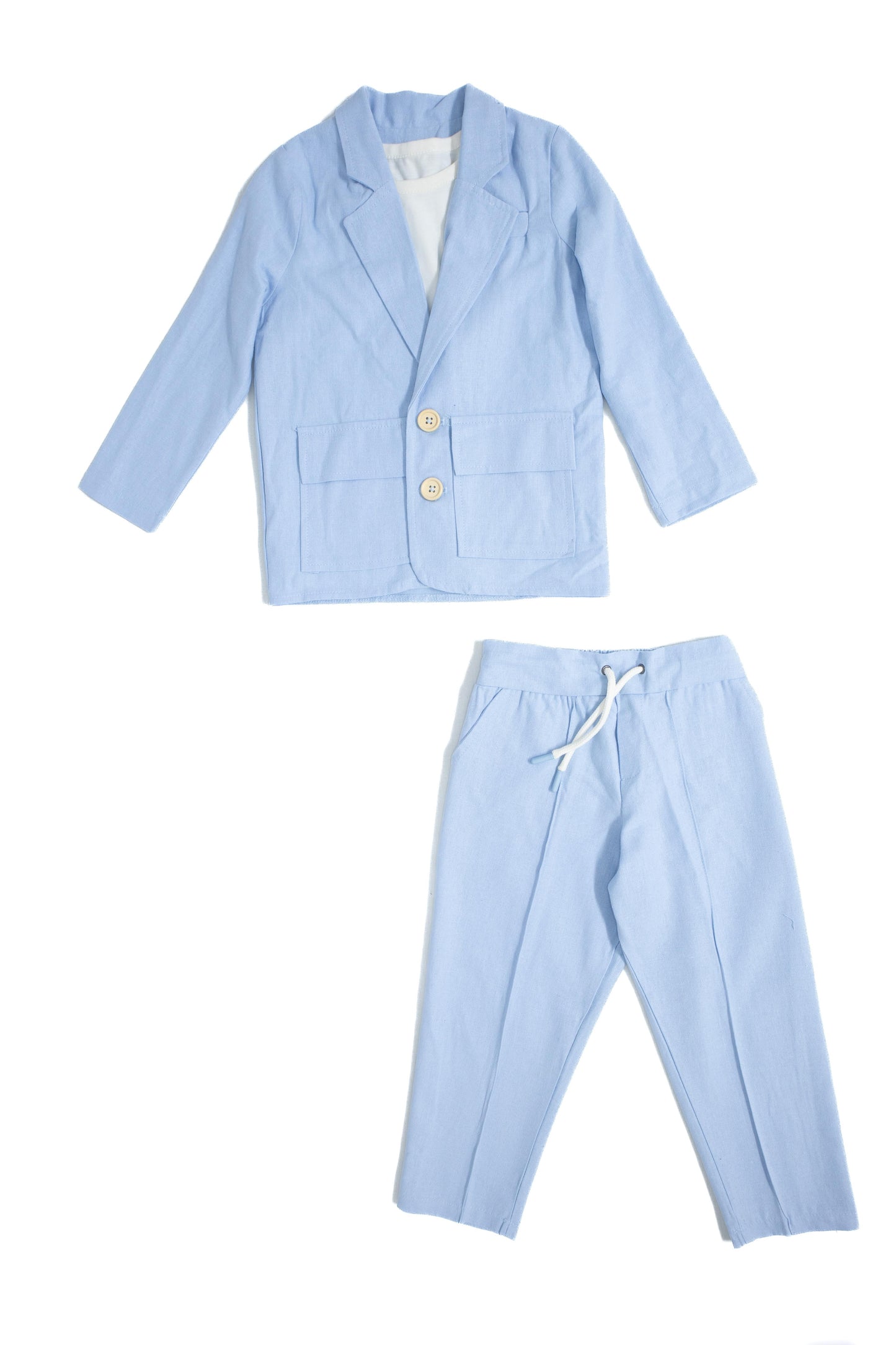 Children's 100% Natural Linen Fabric 3-Piece Suit Set