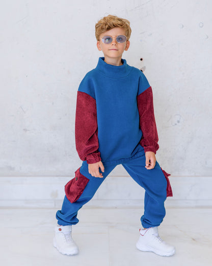 Детский спортивный спортивный костюм из бархата с карманами